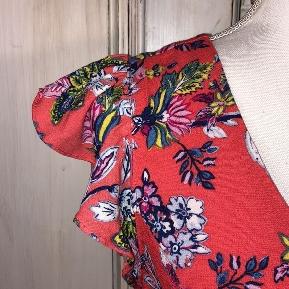 Scoop Lovely Feminine V Neck Button Front Ruffle Sleeve Back Cutout Maxi Dress - Picture 5 of 13